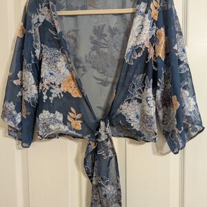 Socialite Navy Floral Tie-Front Robe